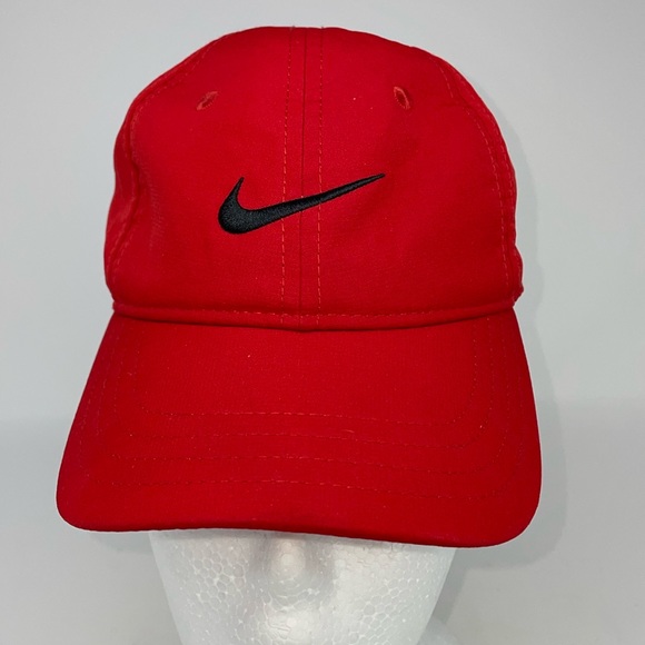 NWOT Nike Just Do It Dri-Fit Swoosh Baseball Hat Cap Youth KidsAge 4-7 Red Black - Picture 1 of 6